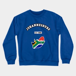 Johannesburg South Africa Strong, RSA Flag Map, 1886, City Pride Crewneck Sweatshirt